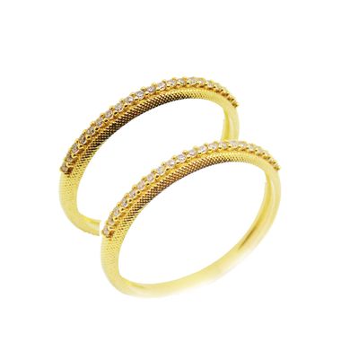 Par De Aparadores De Ouro 18k Com Fileira De Zircônias - 100861 - Fábrica do Ouro ®️