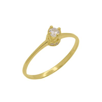 Anel Solitário de Ouro 18k Elizabeth - 103281 - Fábrica do Ouro ®️