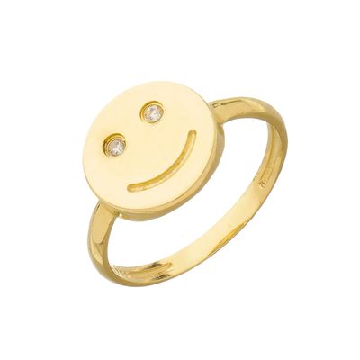 Anel de Ouro 18k Smile com Zircônias - 103607 - Fábrica do Ouro ®️