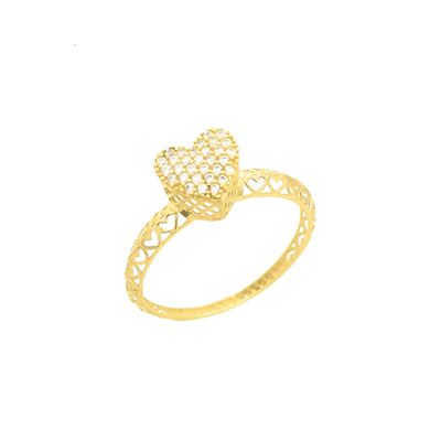 Anel de Ouro 18k Chuveiro de Coração - 103669 - Fábrica do Ouro ®️