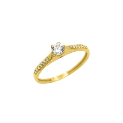 Anel De Ouro 18k Solitário Lumina - 103712 - Fábrica do Ouro ®️