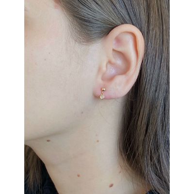 Brinco De Ouro 18k Com Pedra De Zircônia Coração 3mm