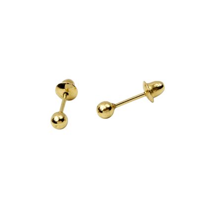 Brinco De Ouro 18k Bolinha De 3mm - 100433 - Fábrica do Ouro ®️