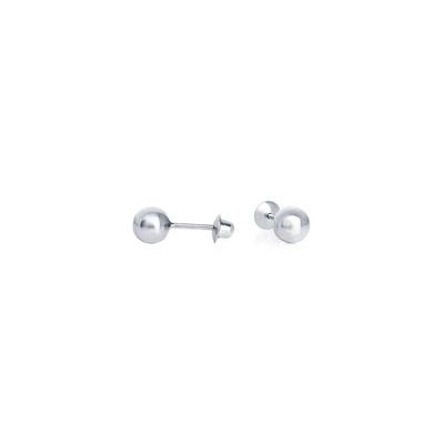 Brinco De Ouro Branco 18k Bolinha 4mm - 100660 - Fábrica do Ouro ®️