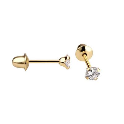 Brinco De Ouro 18k Com Pedra De Zircônia De 2,5mm - 101294 - Fábrica do Ouro ®️