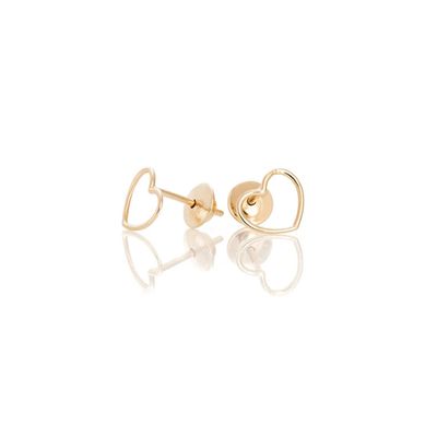 Brinco De Ouro 18k Coração Fio Redondo Pequeno - 102009 - Fábrica do Ouro ®️