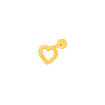Piercing De Orelha Ou Tragus De Ouro 18k Bolinha e Coração - 102730 - Fábrica do Ouro ®️