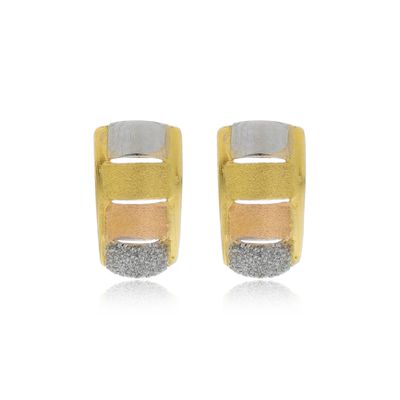 Brinco De Ouro 18k Tricolor - 102820 - Fábrica do Ouro ®️