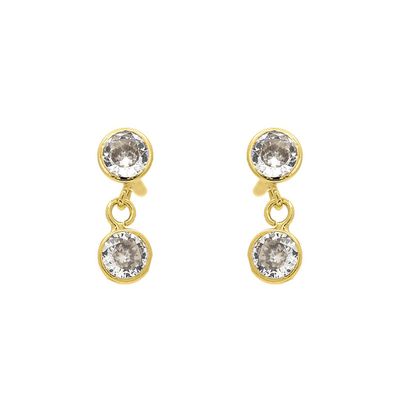 Brinco Infantil De Ouro 18k Duas bolinhas De Zircônia 3mm - 103220 - Fábrica do Ouro ®️