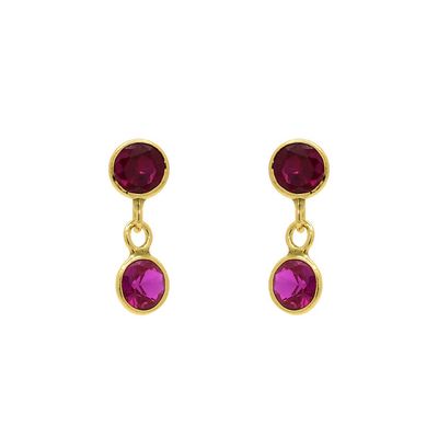 Brinco De Ouro 18k de Zircônia Rubi 3,0mm - 103566 - Fábrica do Ouro ®️