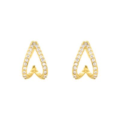 Brinco De Ouro 18k Pop Com Zircônias - 103679 - Fábrica do Ouro ®️