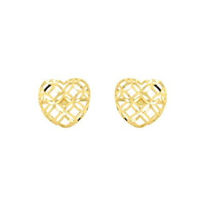 Brinco De Ouro 18k Coração Vazado - 103682 - Fábrica do Ouro ®️