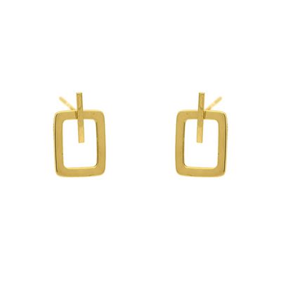 Brinco De Ouro 18k Quadrado Line - 103689 - Fábrica do Ouro ®️