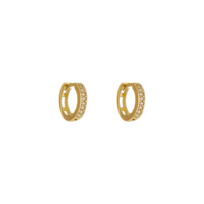 Brinco De Ouro 18k Argola Ariel Com Zircônias - 103724 - Fábrica do Ouro ®️