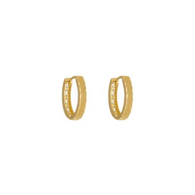 Brinco De Ouro 18k Argola Oval Viena - 103726 - Fábrica do Ouro ®️