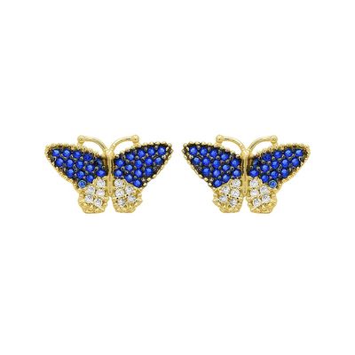 Brinco De Ouro 18k Borboleta Com Zircônias - 103740 - Fábrica do Ouro ®️
