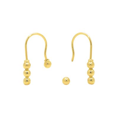 Brinco De Ouro 18k Anzol Com Bolinhas