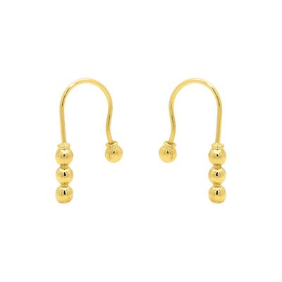 Brinco De Ouro 18k Anzol Com Bolinhas - 103771 - Fábrica do Ouro ®️