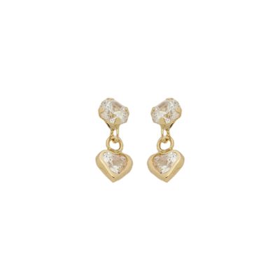 Brinco De Ouro 18k Com Pedras De Zircônias Coração 3mm - 103801 - Fábrica do Ouro ®️