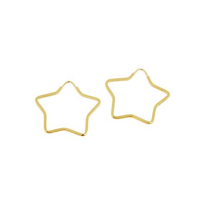 Brinco De Ouro 18k Argola Estrela De 22mm - 104039 - Fábrica do Ouro ®️