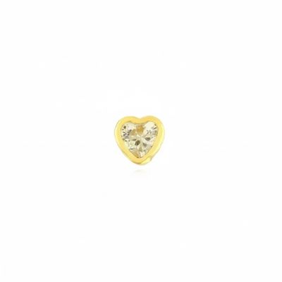 Brinco Individual De Ouro 18k Coração de Zircônia Branca 3mm - 104385... - Fábrica do Ouro ®️