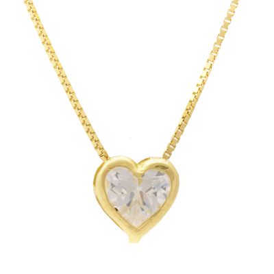 Corrente De Ouro 18k Veneziana De 0,5mm Com 45cm e Pingente Coração De... - Fábrica do Ouro ®️