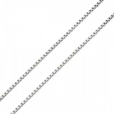 Corrente De Ouro Branco 18k Veneziana De 0,9mm Com 50cm