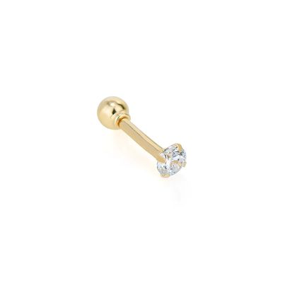 Piercing De Orelha Ou Tragus De Ouro 18k Bolinha e Zircônia - 102979 - Fábrica do Ouro ®️