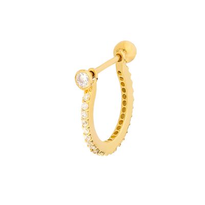 Piercing De Orelha De Ouro 18k Meia argola Snug de Zircônia - 103051 - Fábrica do Ouro ®️