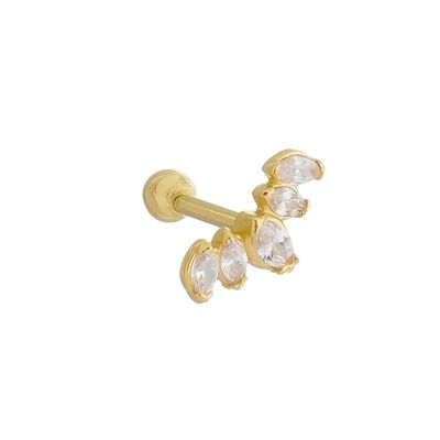 Piercing de Ouro 18k Tragus Shine Com Zircônias - 103462 - Fábrica do Ouro ®️