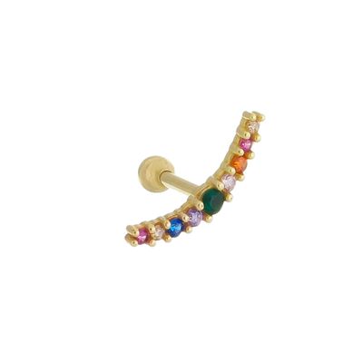 Piercing Cluster De Orelha De Ouro 18k Tragus De Zircônias Coloridas -... - Fábrica do Ouro ®️
