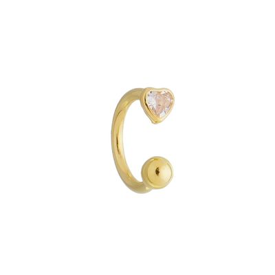 Piercing De Ouro 18k Tragus Heart com Zircônia - 103468 - Fábrica do Ouro ®️