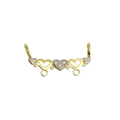 Canga De Ouro 18k Dupla Com Corações e Ródio - 100061 - Fábrica do Ouro ®️