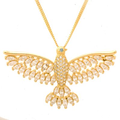 Corrente De Ouro 18k Veneziana Dupla De 45cm Com Pingente Espírito San...