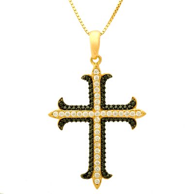 Corrente De Ouro 18k Veneziana De 40cm Com Pingente De Cruz