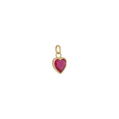 Pingente Ponto De Luz De Ouro 18k Coração Vermelho De 6mm - 101931 - Fábrica do Ouro ®️