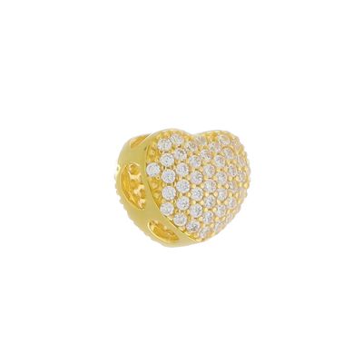 Pingente de Ouro 18k Coração De 8,0mm Com Zircônias Branca - 103514 - Fábrica do Ouro ®️