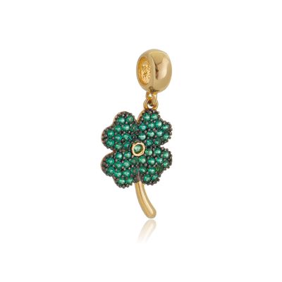 Berloque de Ouro 18k Trevo com Zircônia - 103517 - Fábrica do Ouro ®️