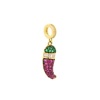 Berloque de Ouro 18k Pimenta com zircônias - 103596 - Fábrica do Ouro ®️