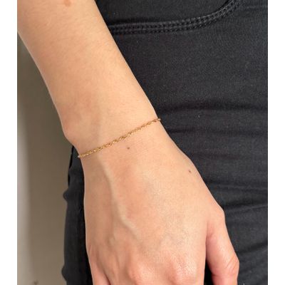Pulseira De Ouro 18k Singapura De 1,2mm Com 15cm