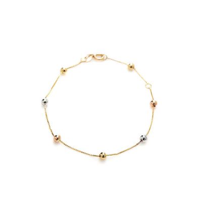 Pulseira De Ouro 18k Veneziana e Bolinhas Tricolor De 3mm Com 19cm - 1... - Fábrica do Ouro ®️