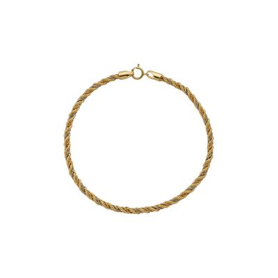 Pulseira De Ouro 18k Corda Tricolor De 3mm Com 17cm - 103244 - Fábrica do Ouro ®️