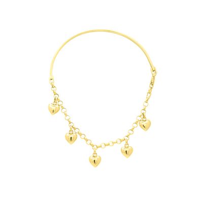 Pulseira De Ouro 18k Meia Algema Com Berloques de Corações - 103614 - Fábrica do Ouro ®️