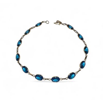 Pulseira De Ouro 18k Cintilante de 21cm Com Zircônias Azuis - 104284 - Fábrica do Ouro ®️