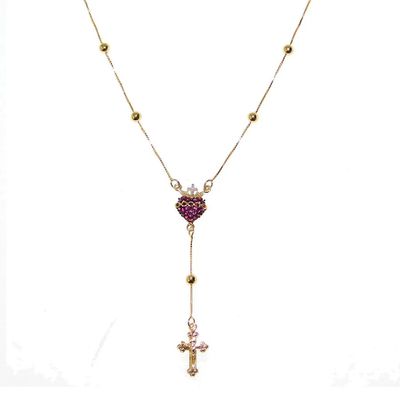 Rosário De Ouro 18k Com 60cm e Sagrado Coração De Jesus - 102482 - Fábrica do Ouro ®️