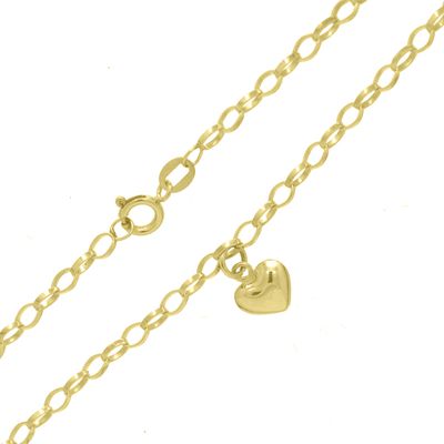 Tornozeleira De Ouro 18k Elo Português Oval Com 25cm