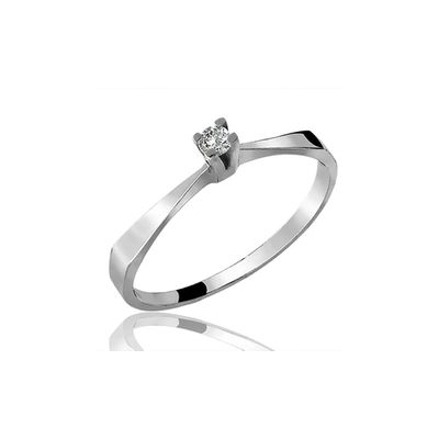 Anel De Ouro Branco 18k Solitário Lady Com Zircônia - 101267 - Fábrica do Ouro ®️