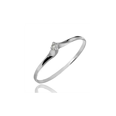 Anel De Ouro Branco 18k Solitário Delicate Com Zircônia - 101269 - Fábrica do Ouro ®️