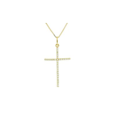 Pingente De Ouro 18k Cruz Com Diamantes 3,9 cm - 102720 - Fábrica do Ouro ®️