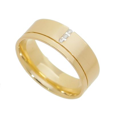Aliança Individual De Ouro 18k Semi Anatômica De 7mm Com Zircônias - 1... - Fábrica do Ouro ®️